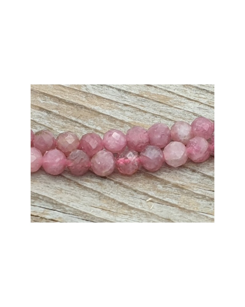 Rubelith - Rubellit - roter Turmalinkette facettiert 4mm