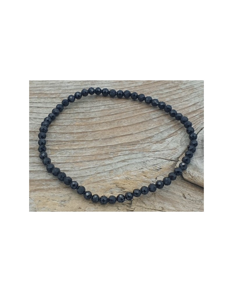 Schwarzer Turmalin (Schörl) 3mm Armband facettiert