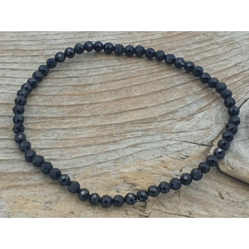 Schwarzer Turmalin (Schörl) 3mm Armband facettiert