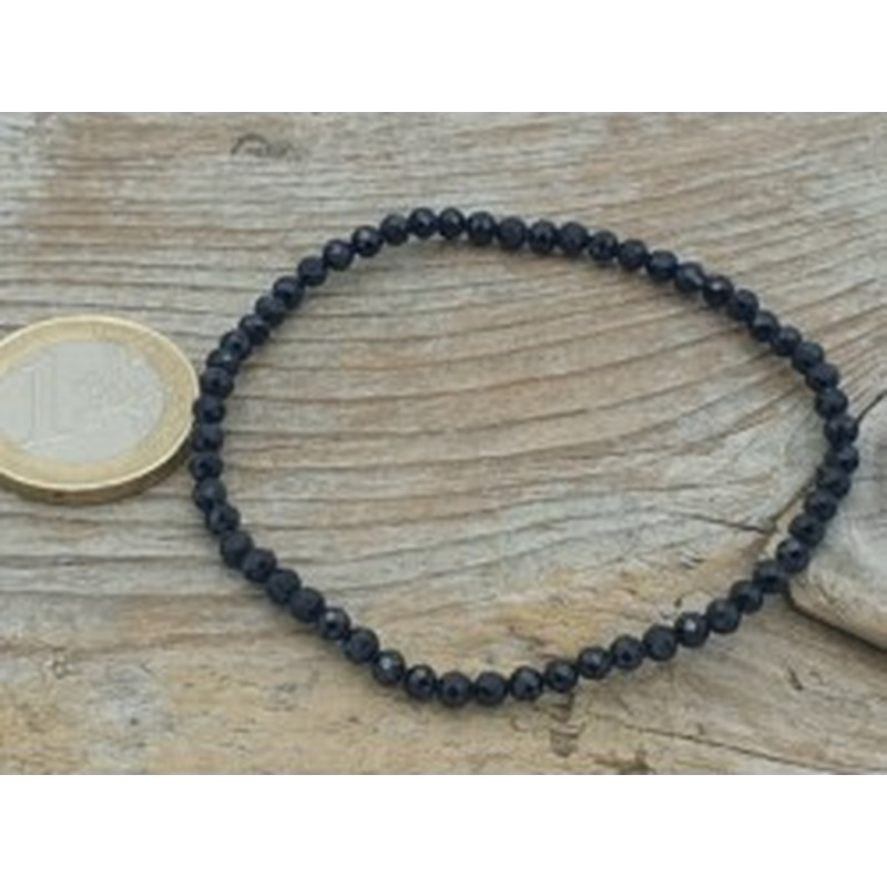 Schwarzer Turmalin (Schörl) 3mm Armband facettiert 2