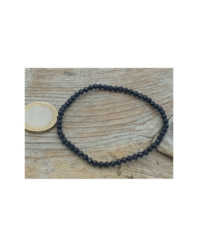 Schwarzer Turmalin (Schörl) 3mm Armband facettiert