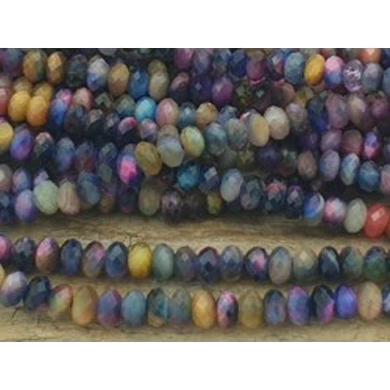 Tigeraugekette multicolor facettiert 4x2mm