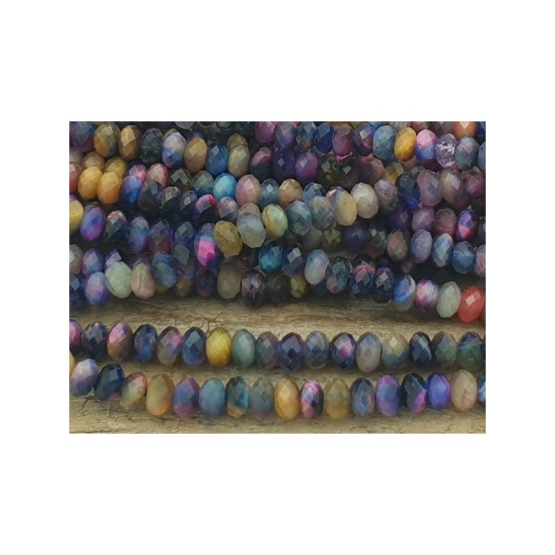 Tigeraugekette multicolor facettiert 4x2mm