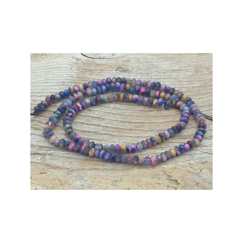Tigeraugekette multicolor facettiert 4x2mm