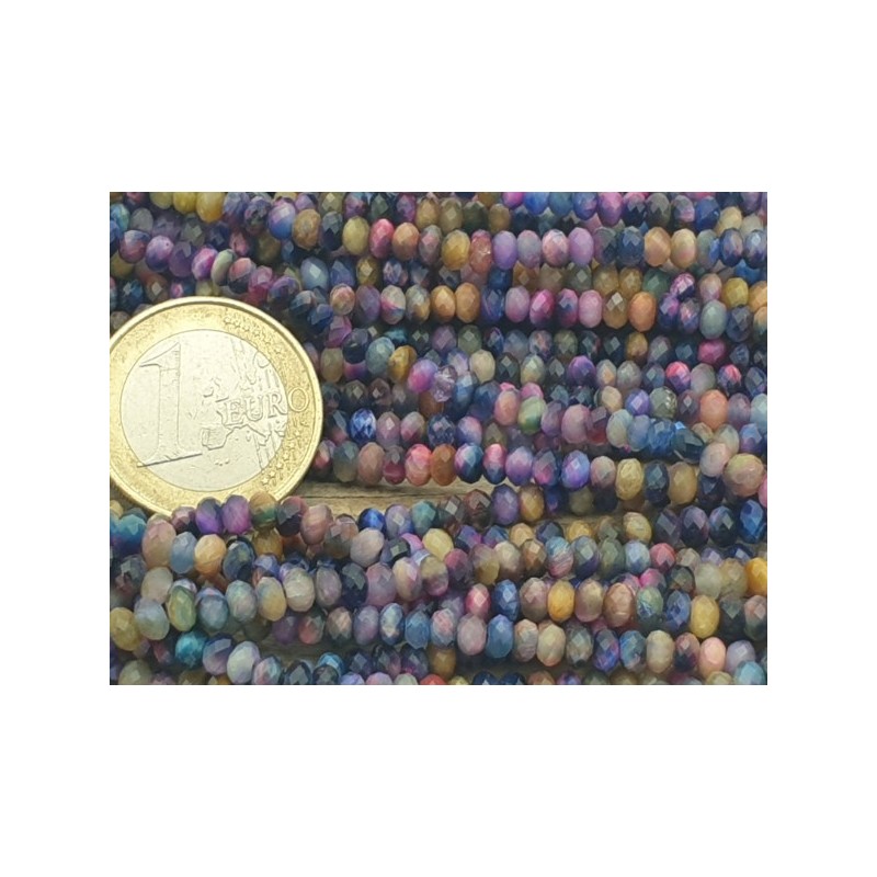 Tigeraugekette multicolor facettiert 4x2mm