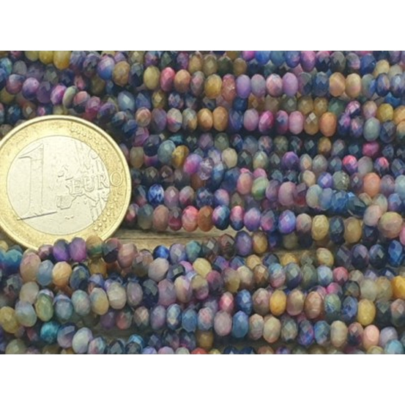 Tigeraugekette multicolor facettiert 4x2mm
