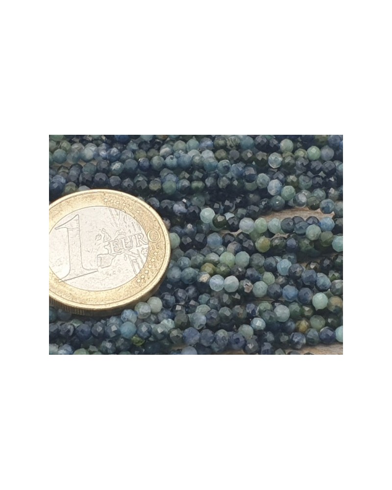blaue Turmalinkette facettiert 2mm