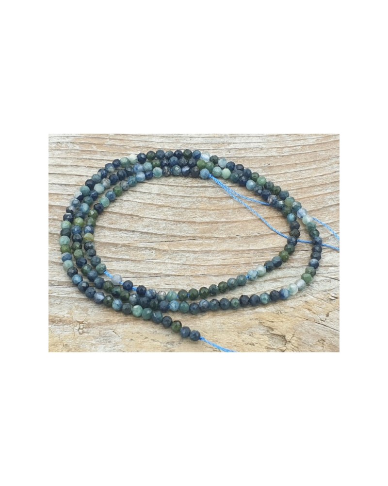 blaue Turmalinkette facettiert 2mm