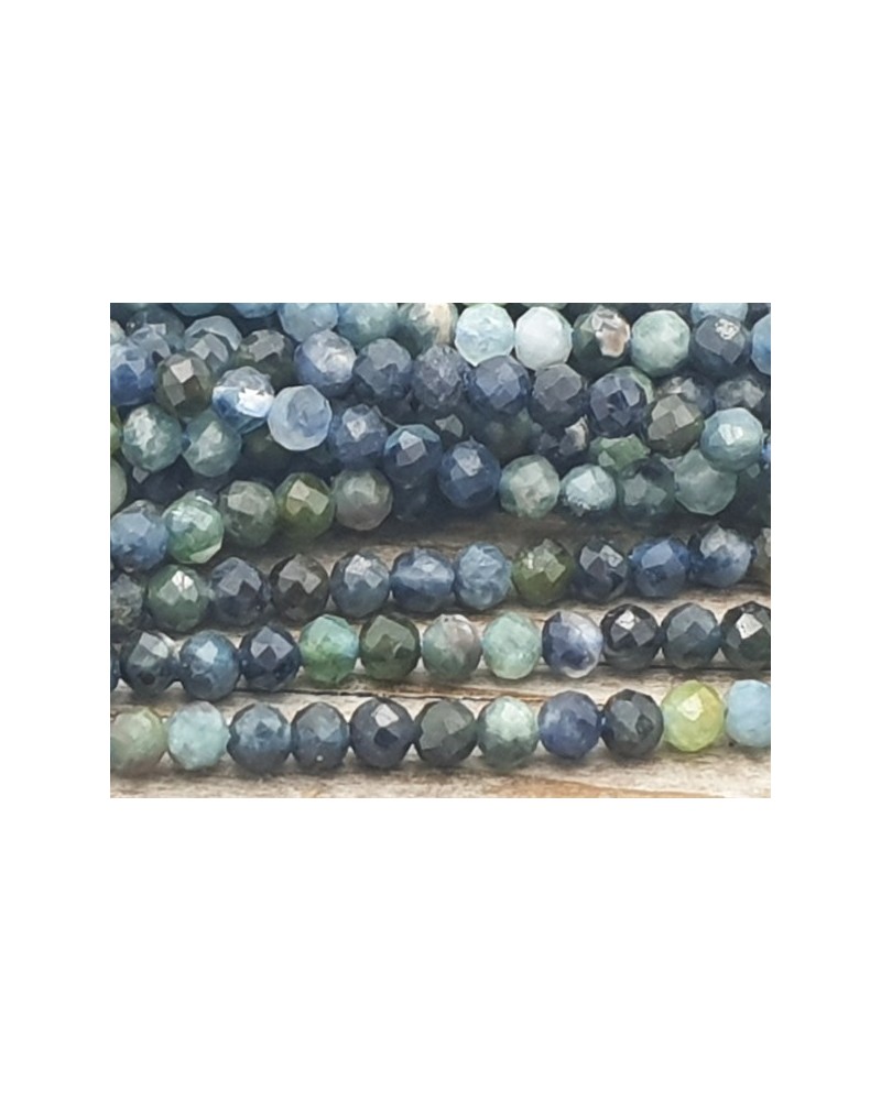 blaue Turmalinkette facettiert 2mm
