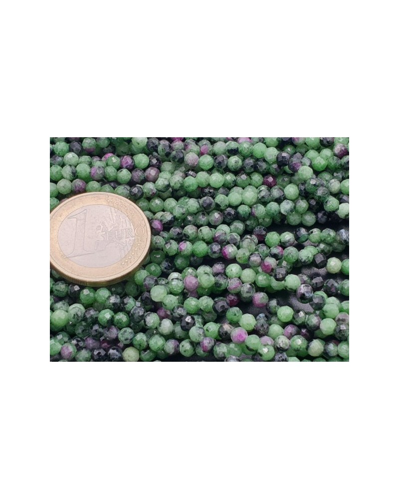 Rubin Zoisitkette 3mm facettiert