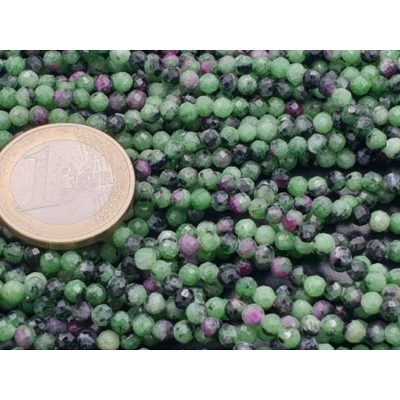 Rubin Zoisitkette 3mm facettiert