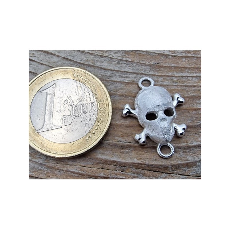 Zwischenteil-Link Totenkopf 16x21mm, 925 Silber