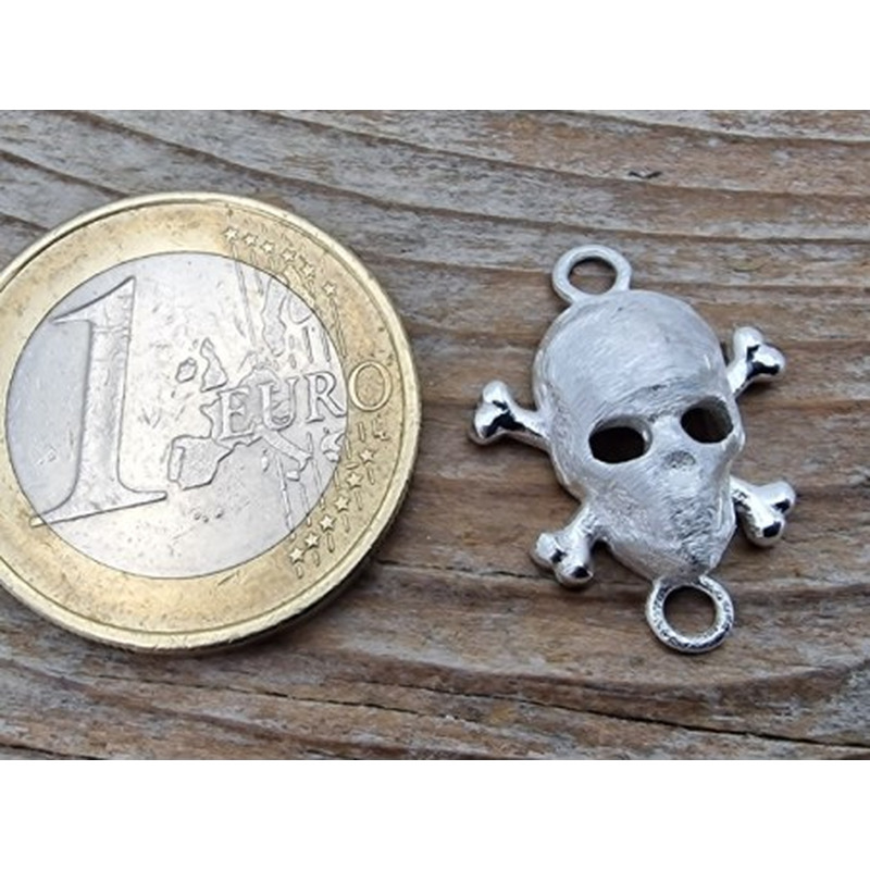 Zwischenteil-Link Totenkopf 16x21mm, 925 Silber