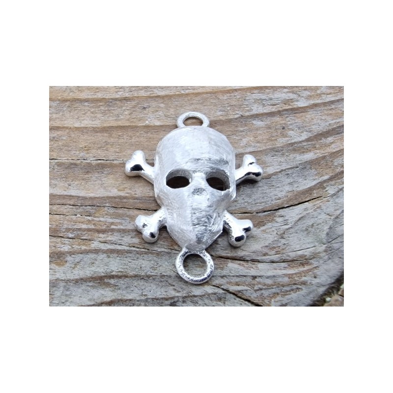 Zwischenteil-Link Totenkopf 16x21mm, 925 Silber