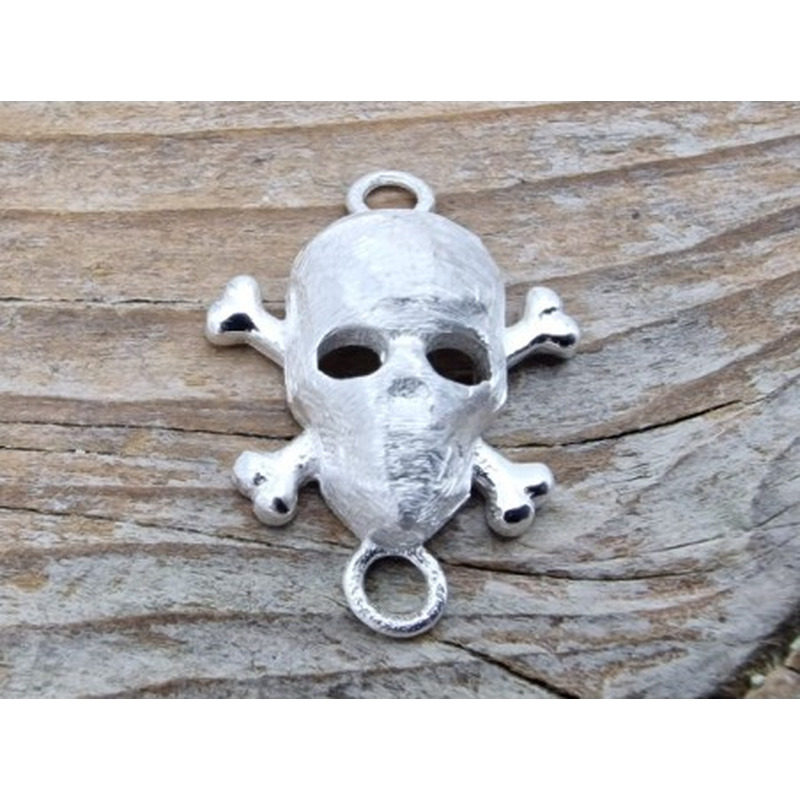 Zwischenteil-Link Totenkopf 16x21mm, 925 Silber