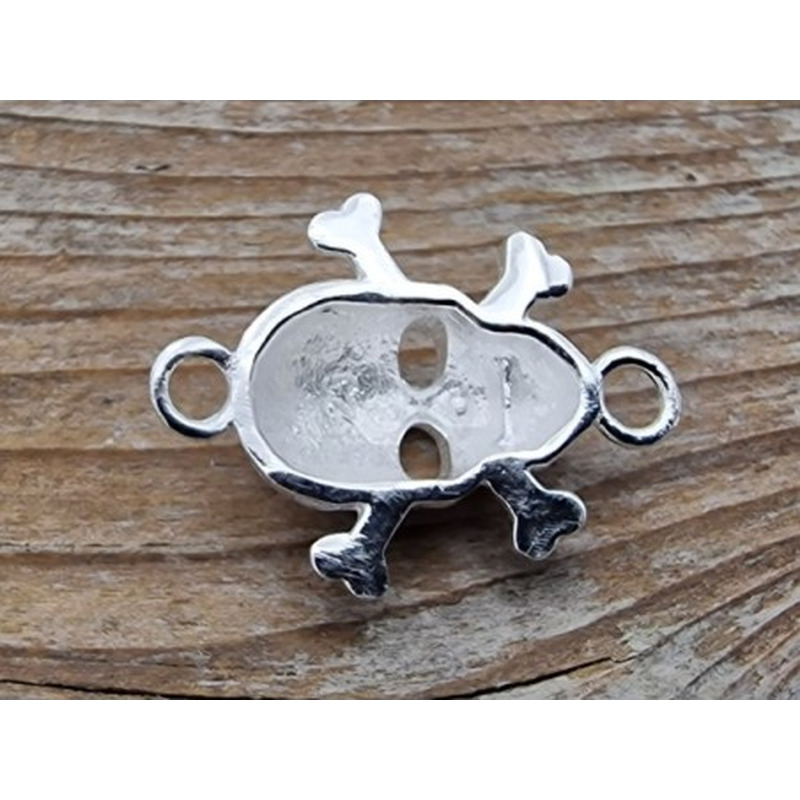 Zwischenteil-Link Totenkopf 16x21mm, 925 Silber