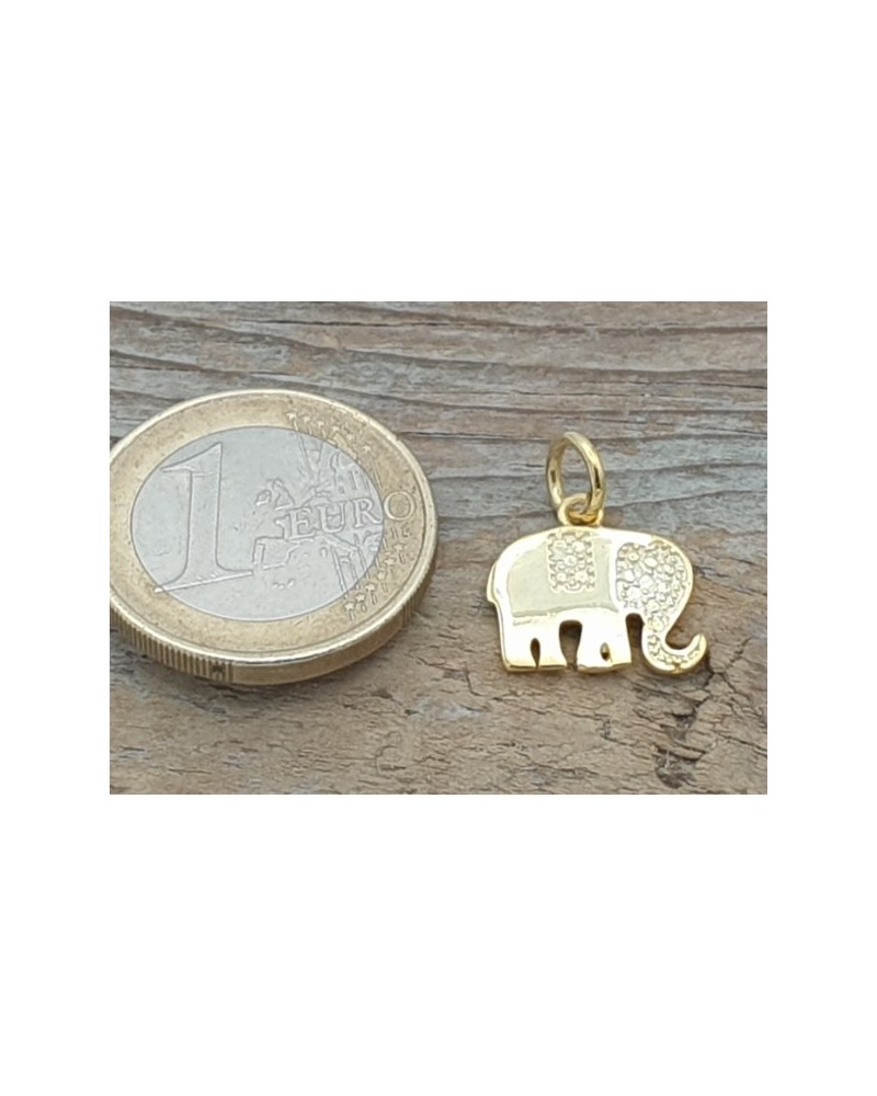 Charm Elefant 12x13mm, 925 Silber vergoldet