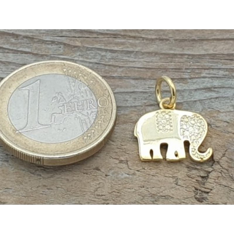 Charm Elefant 12x13mm, 925 Silber vergoldet