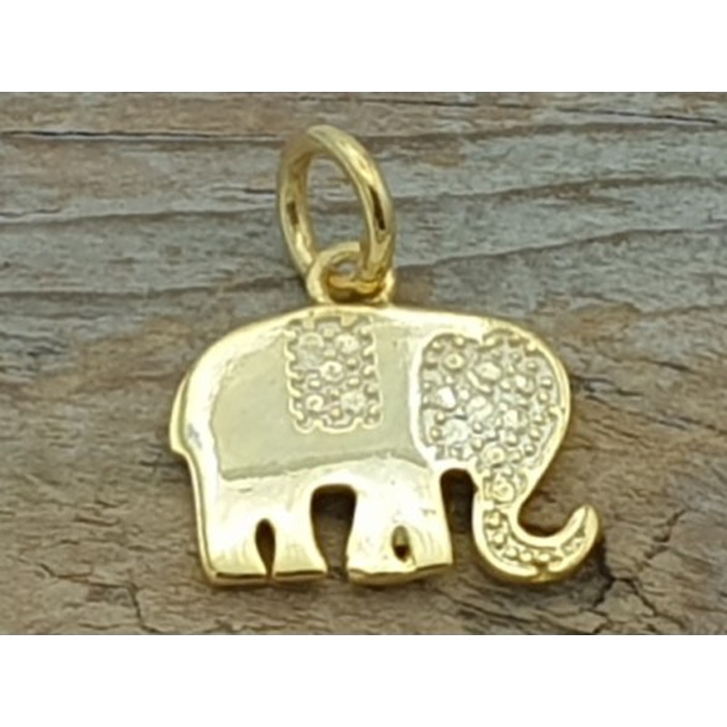 Charm Elefant 12x13mm, 925 Silber vergoldet