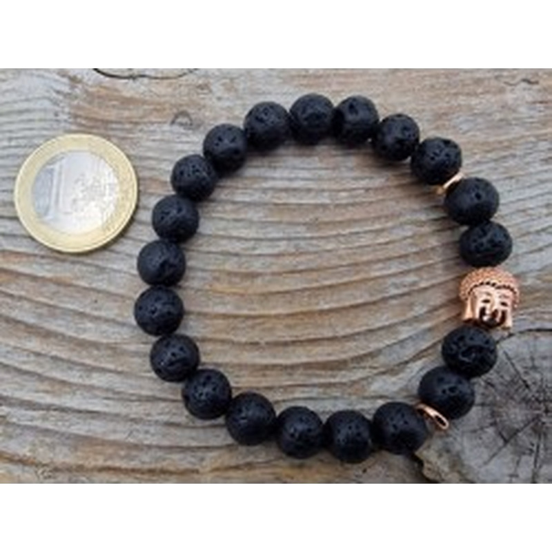 Lava Armband mit Buddhakopf 8mm 2