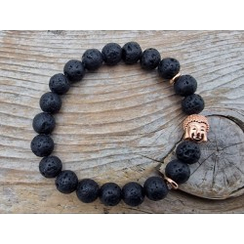 Lava Armband mit Buddhakopf 8mm