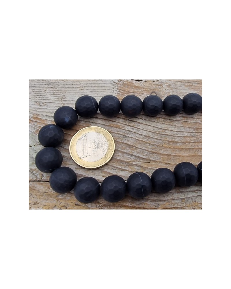 Onyxkette matt facettiert 12mm