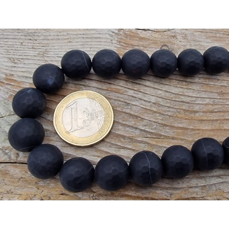 Onyxkette matt facettiert 12mm