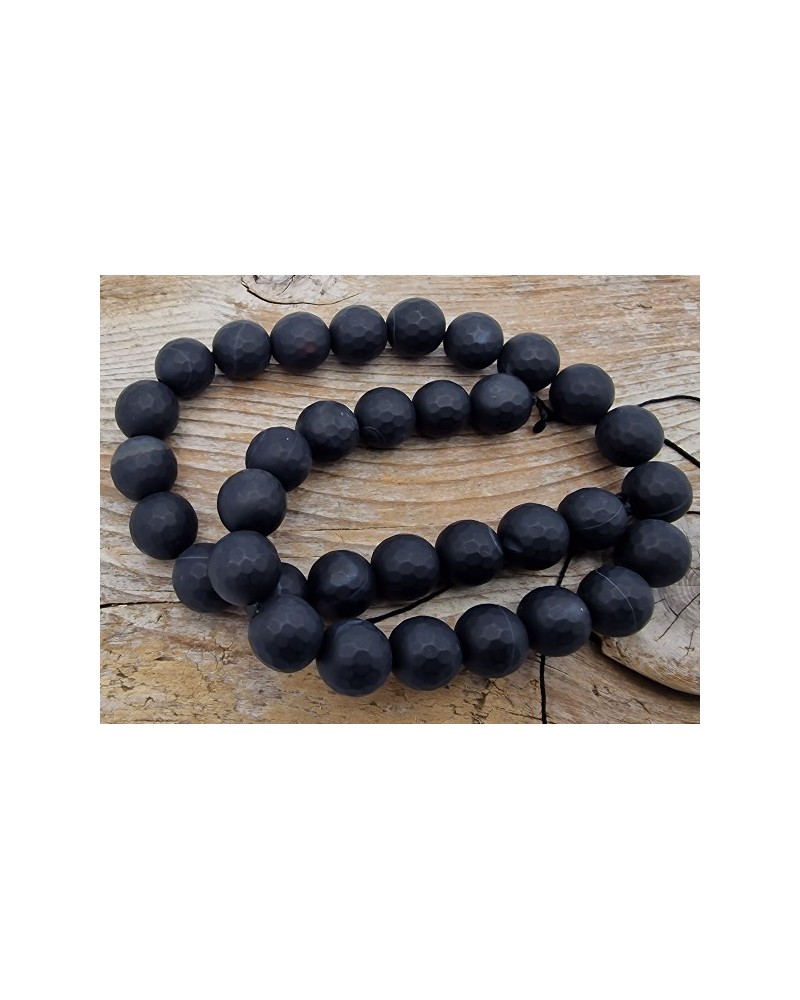 Onyxkette matt facettiert 12mm
