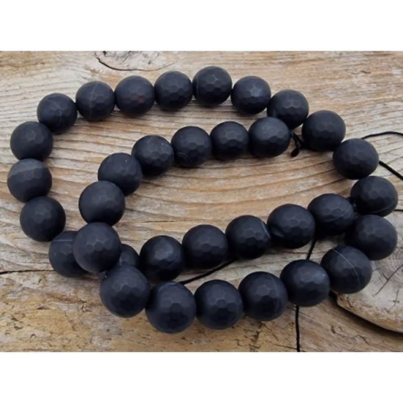 Onyxkette matt facettiert 12mm