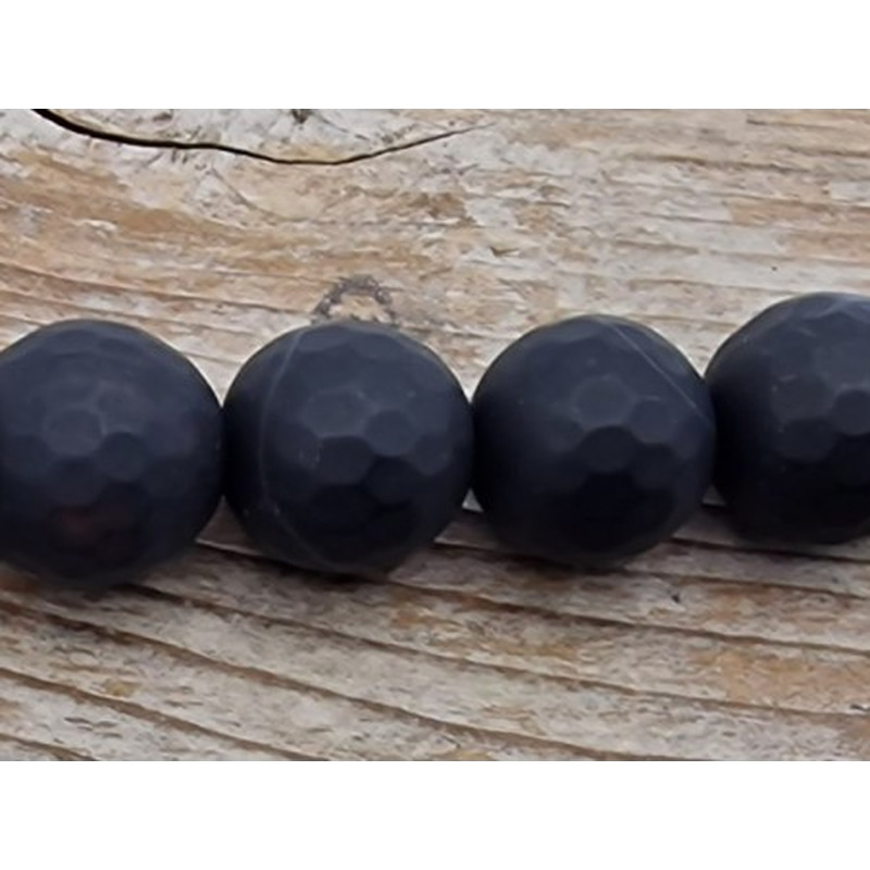 Onyxkette matt facettiert 12mm