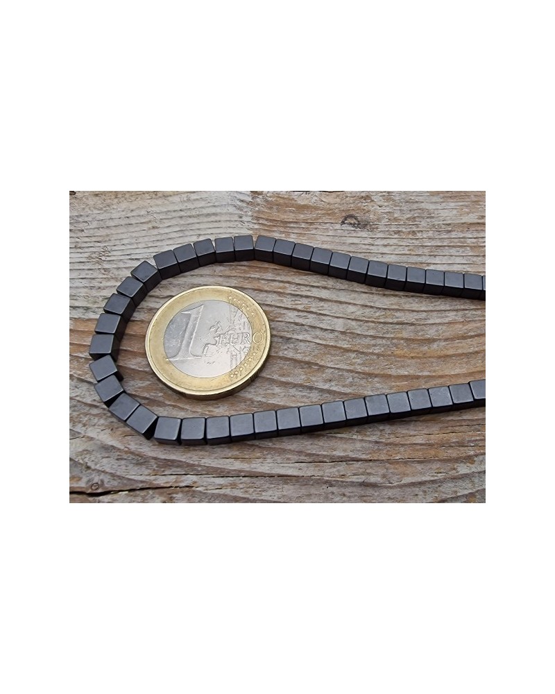 Blutsteinkette (Hämatit) matt 4x4mm