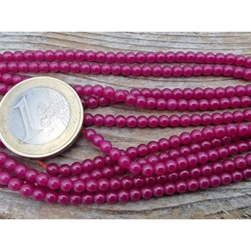 Rubin Kette 3mm farbbehandelt