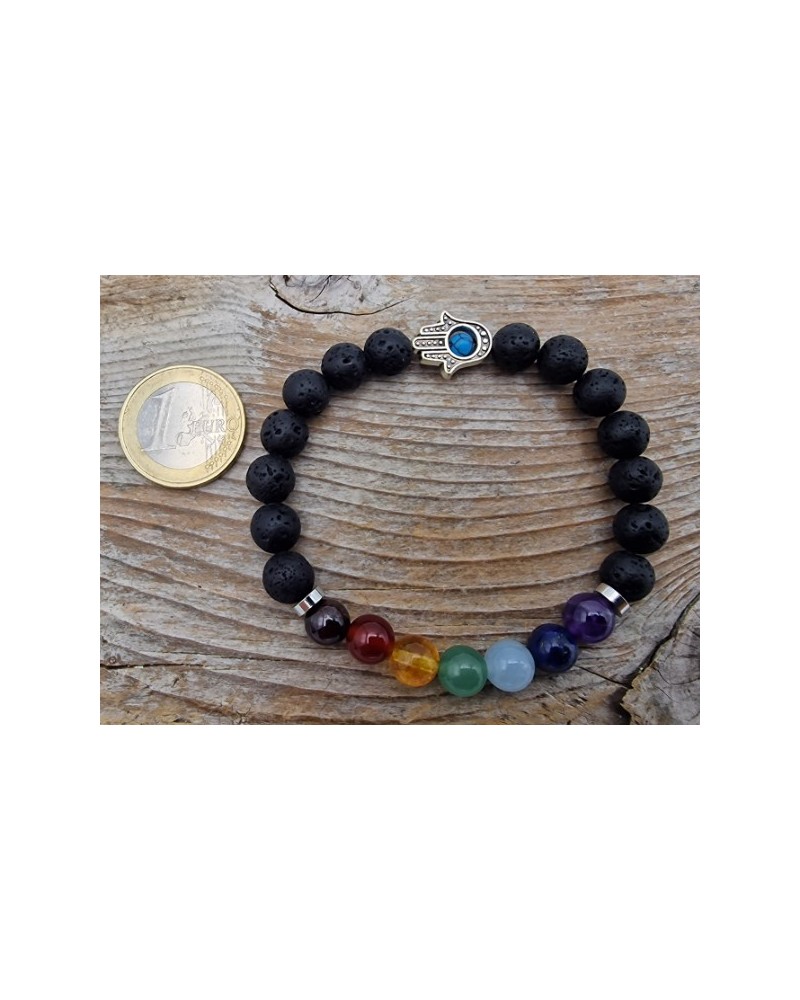 Chakra 8mm Armband mit Hamsa Hand