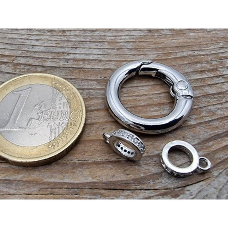 Schmuckschliesse 20mm Messing rhodiniert, Strass