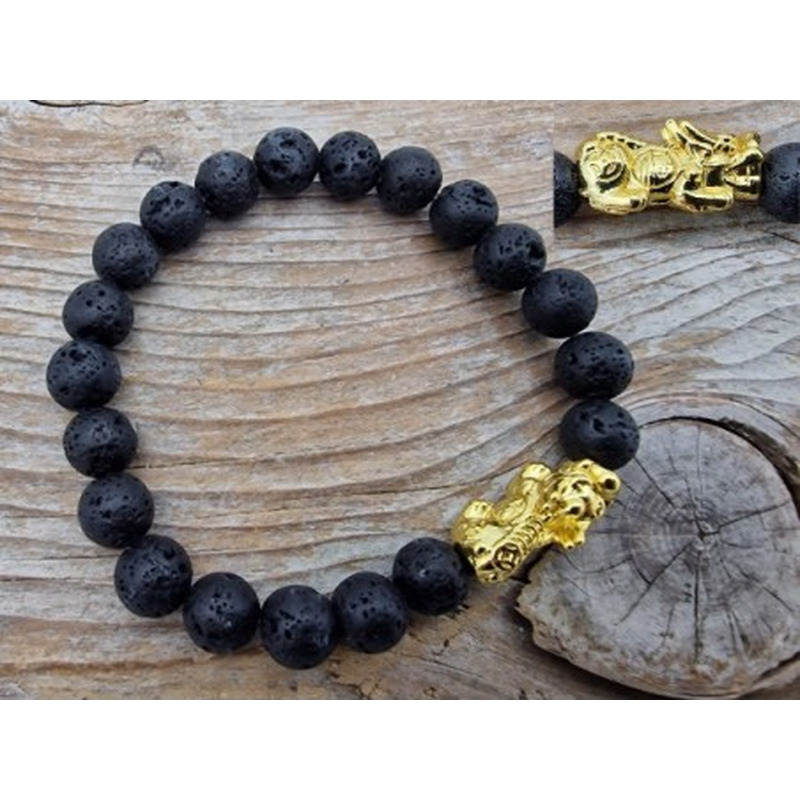 Lava Armband mit Drache 8mm