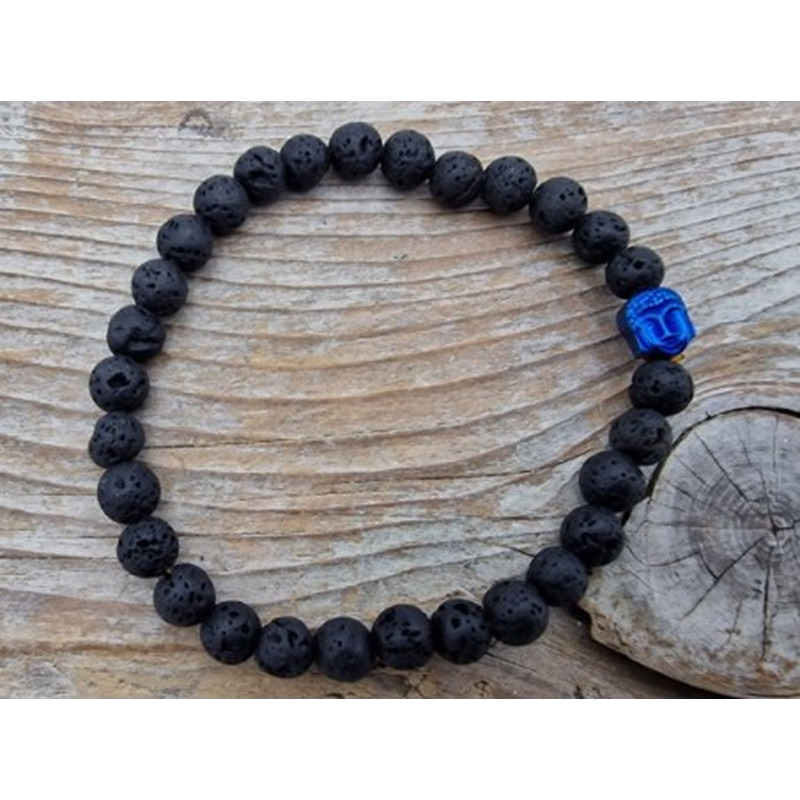 Lava Armband mit Buddhakopf 6mm