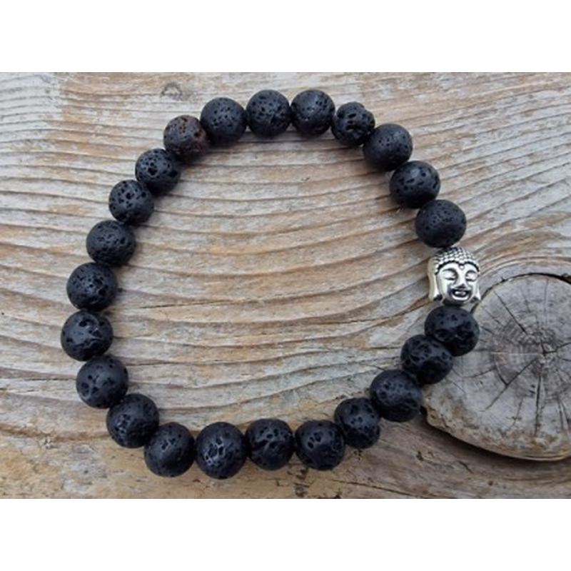Lava Armband mit Buddhakopf 8mm