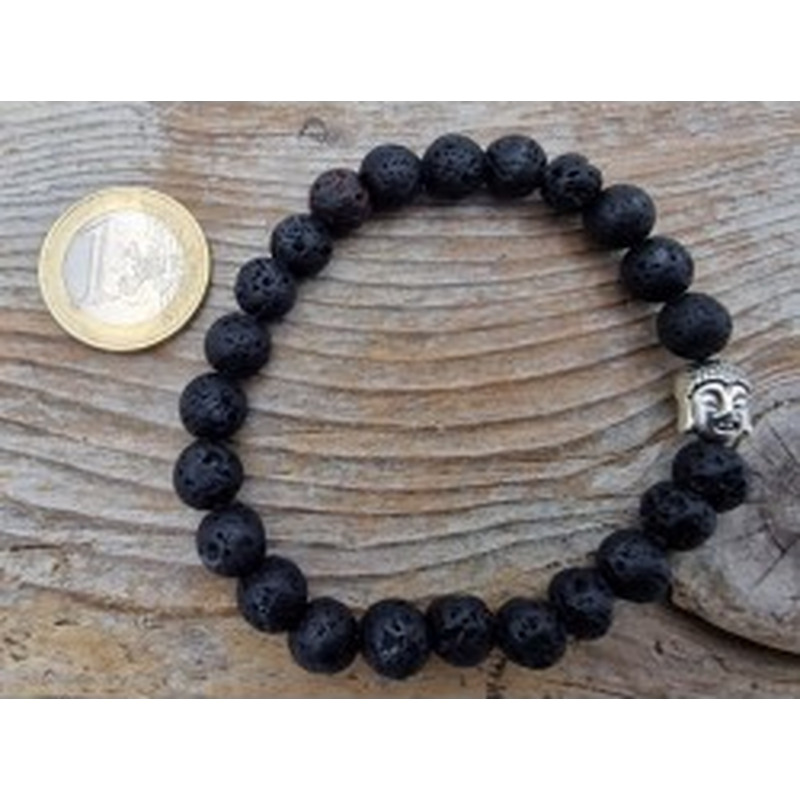Lava Armband mit Buddhakopf 8mm 2