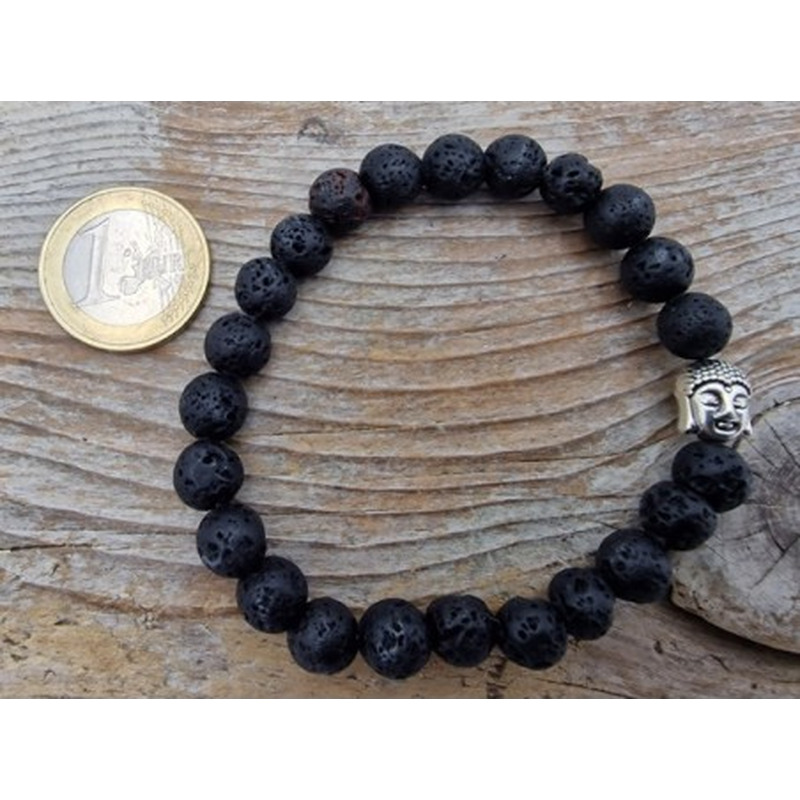 Lava Armband mit Buddhakopf 8mm