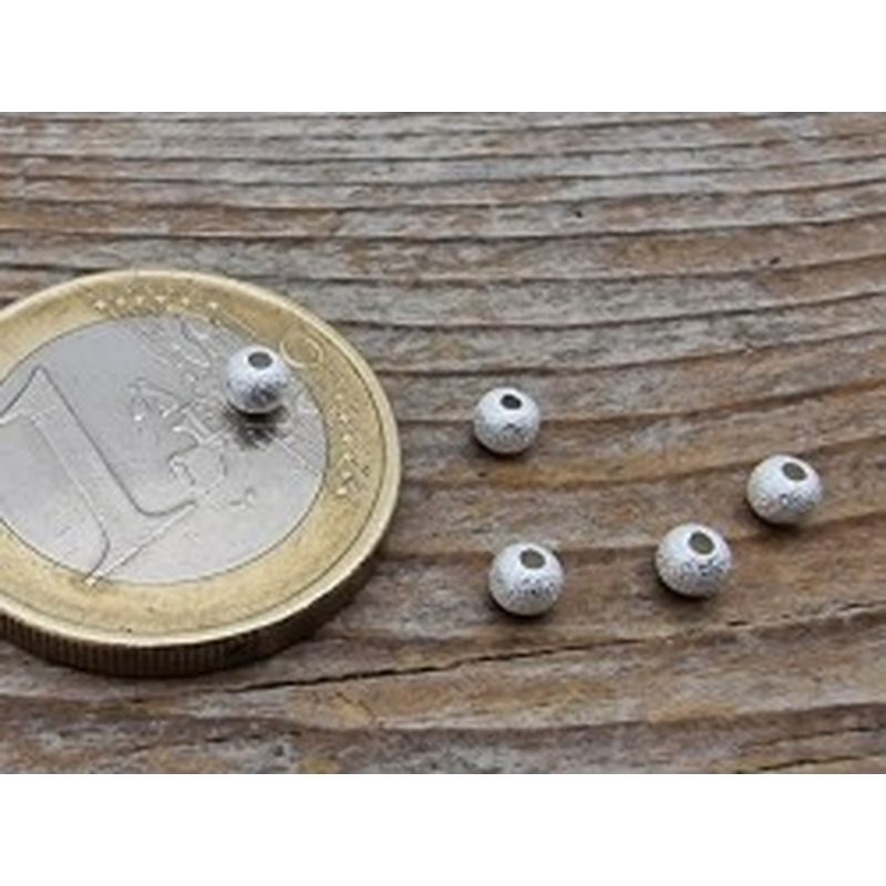 Zwischenteil, Kugel 3mm (10 Stk), 925 Silber diamantiert 2