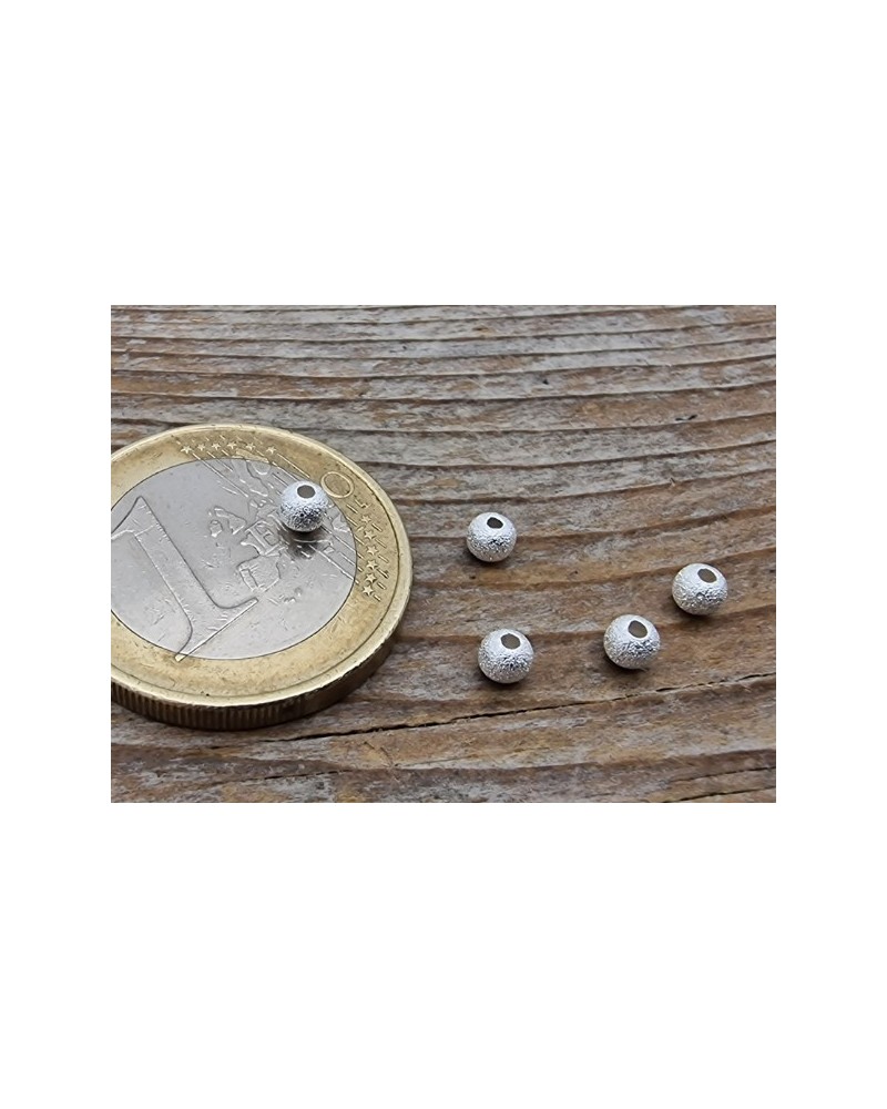 Zwischenteil, Kugel 3mm (10 Stk), 925 Silber diamantiert