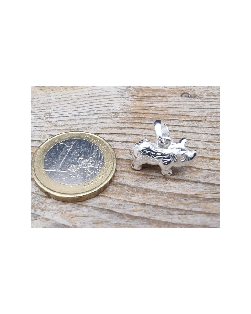 Charm Nashorn 17x12mm, 925 Silber
