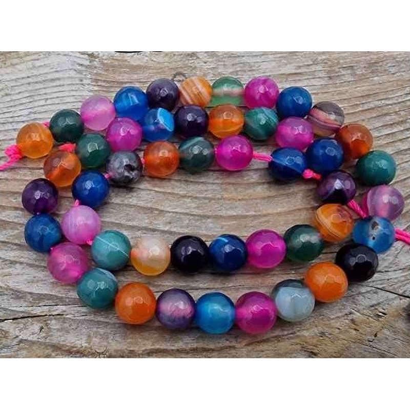 Achatkette Multicolor facettiert 8mm