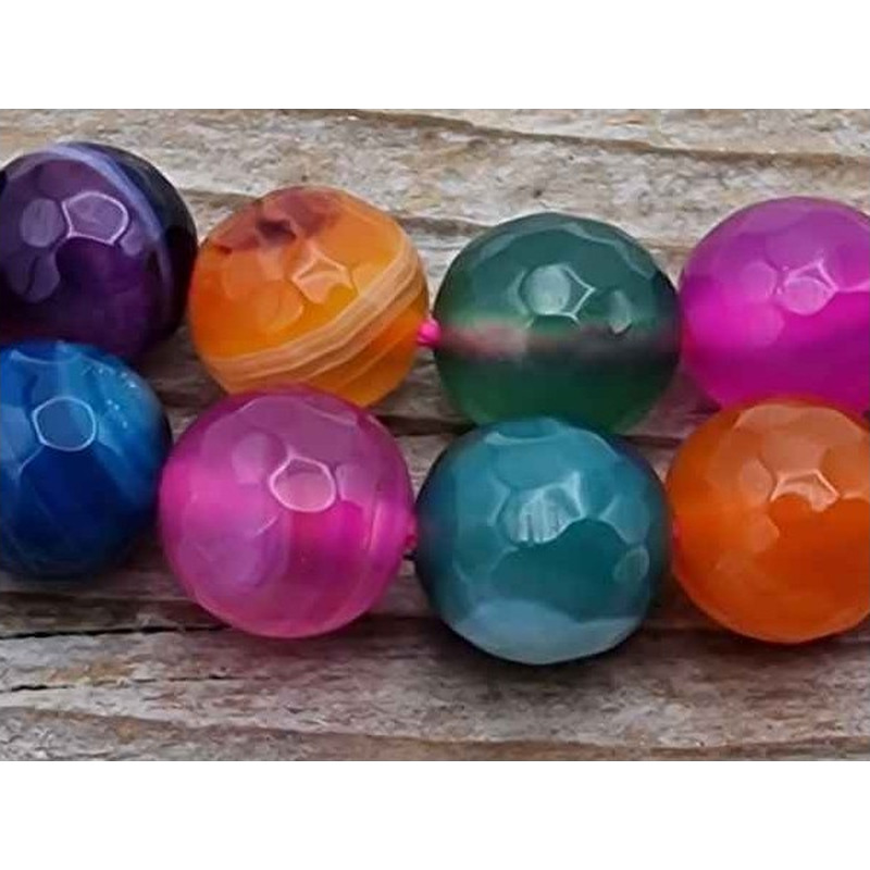 Achatkette Multicolor facettiert 8mm