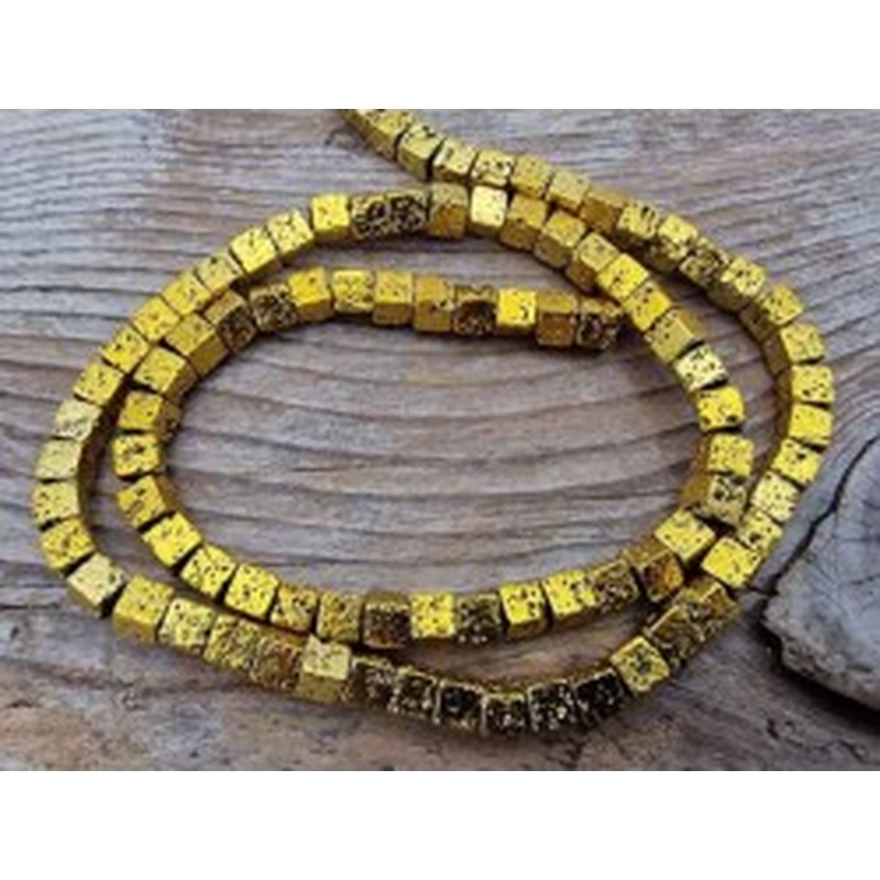 Blutsteinkette Gold (Hämatit) Lavalook 4x4mm 2