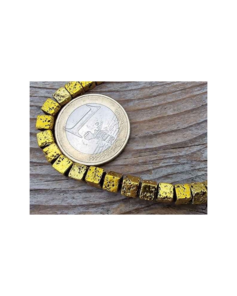 Blutsteinkette Gold (Hämatit) Lavalook 4x4mm