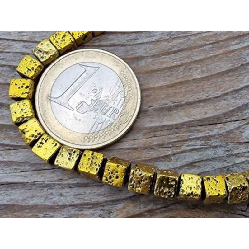 Blutsteinkette Gold (Hämatit) Lavalook 4x4mm