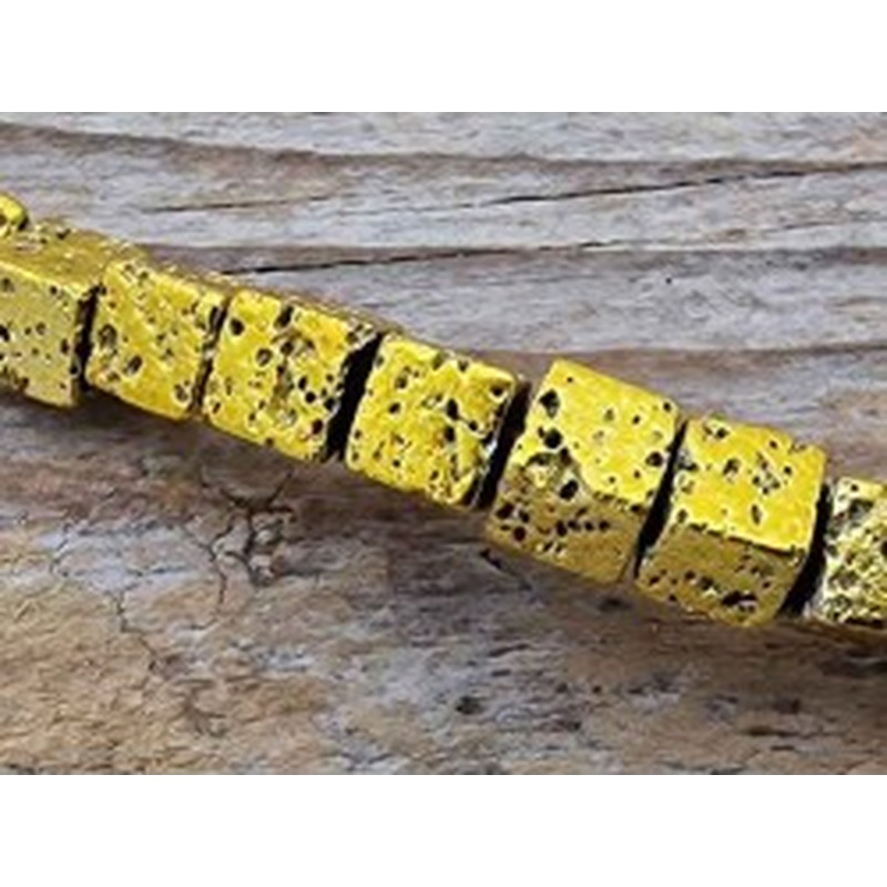 Blutsteinkette Gold (Hämatit) Lavalook 4x4mm