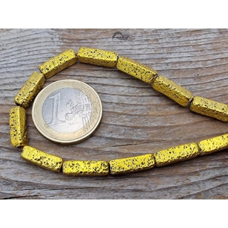 Blutsteinkette Gold (Hämatit) Lavalook 4x4x14mm