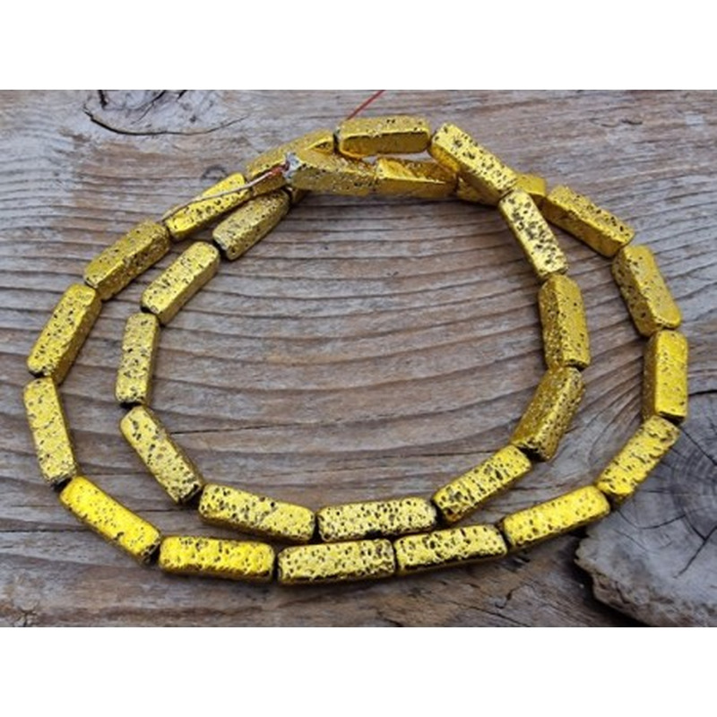 Blutsteinkette Gold (Hämatit) Lavalook 4x4x14mm